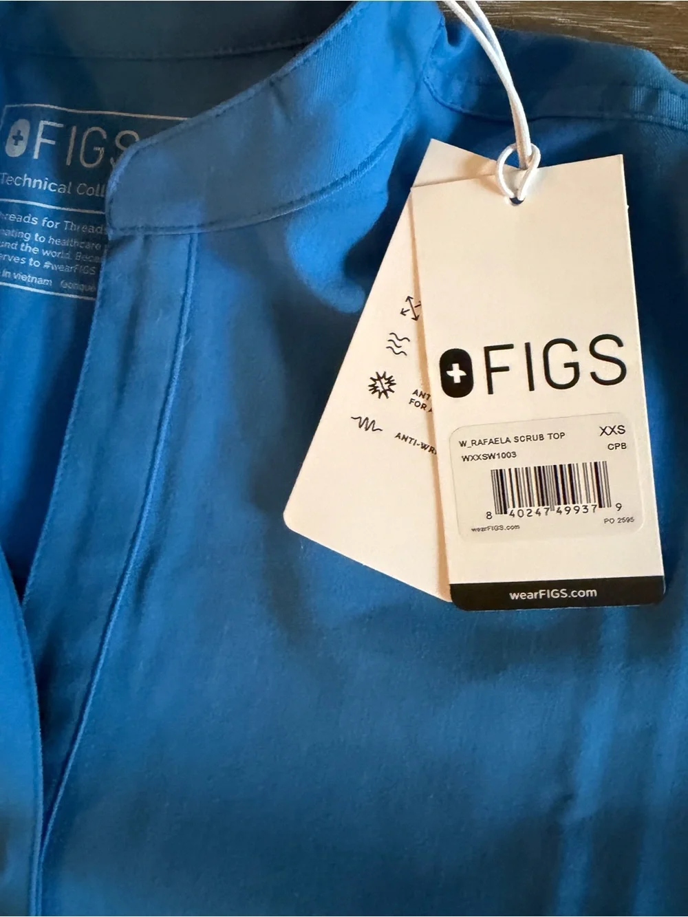 New Figs Rafaela Oversized Scrub Top Capri Blue size XXS - Picture 3 of 5